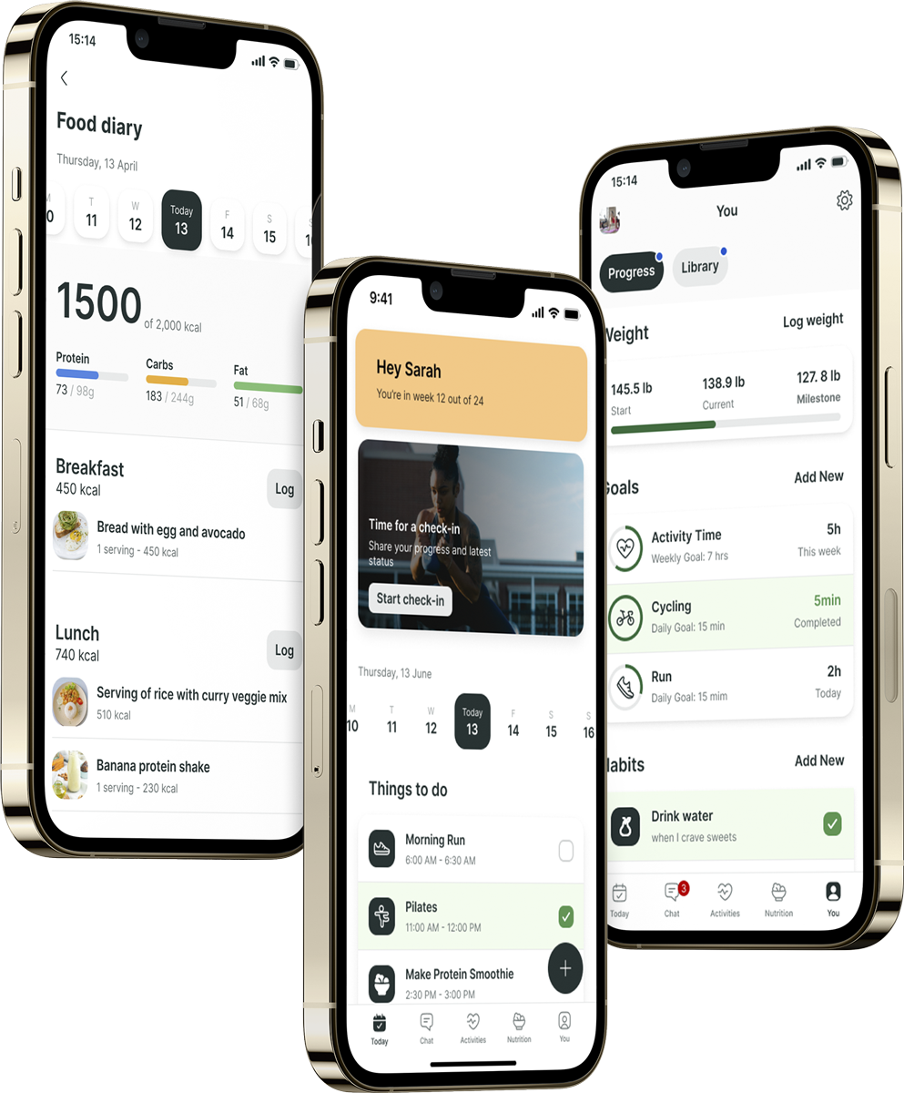 A mockup of the coaching app showcasing the features.